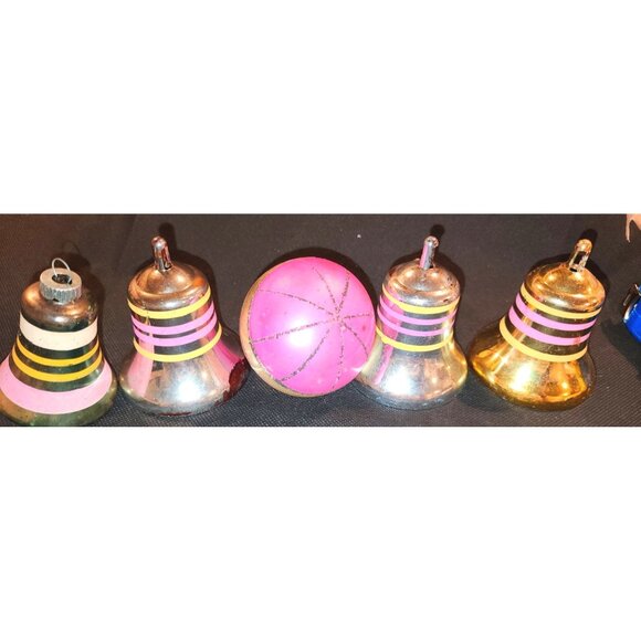 Vintage Hand-Painted Glass Bell Christmas Ornaments Set - Picture 7 of 10